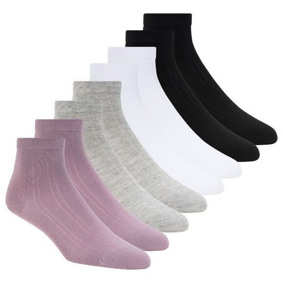 SKECHERS Anklet Socks 8 Pairs Womens Moisture Wicking Black White Gray Mauve NWT - Picture 6 of 6